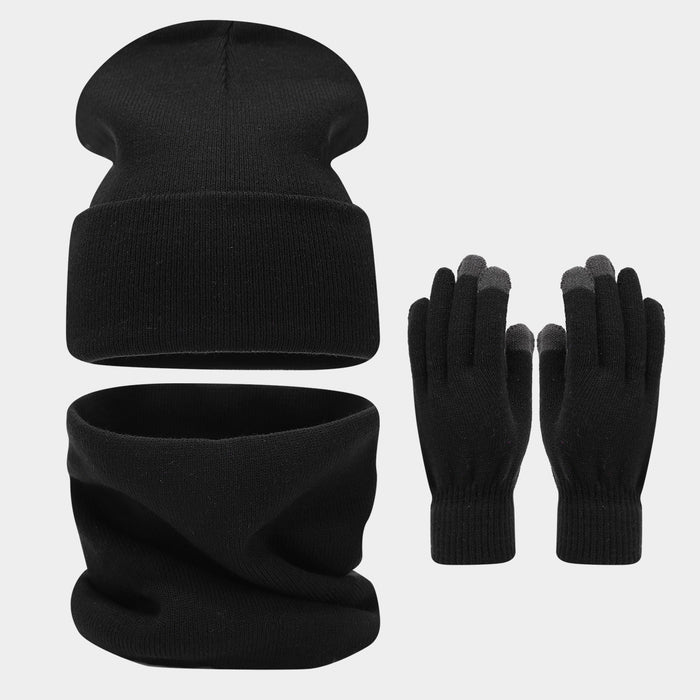 Wholesale circumference solid color hat f gloves three-piece set