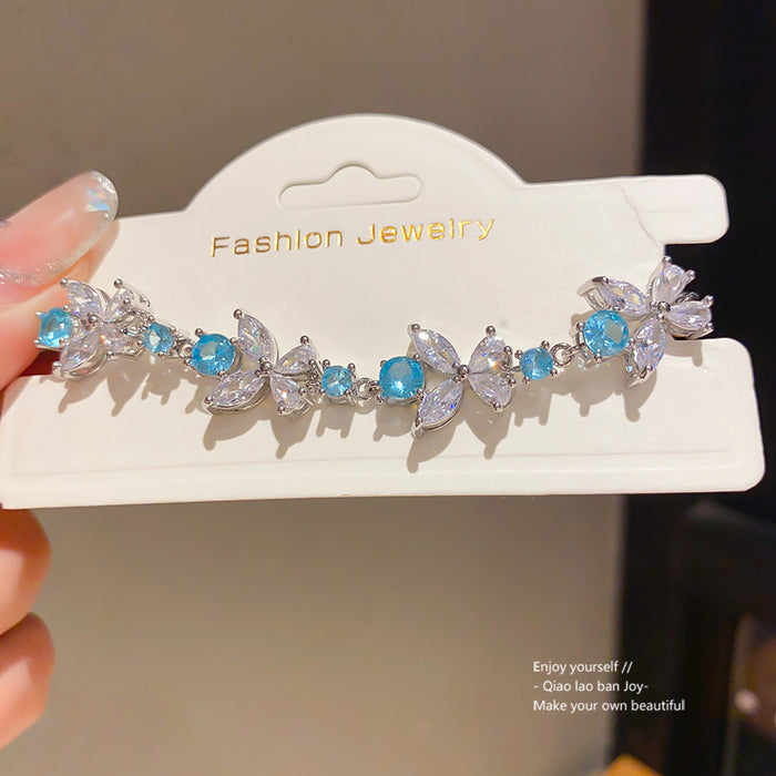 Wholesale Copper Zircon Flower Hexagon Cuff Bracelet Trendy Jewelry