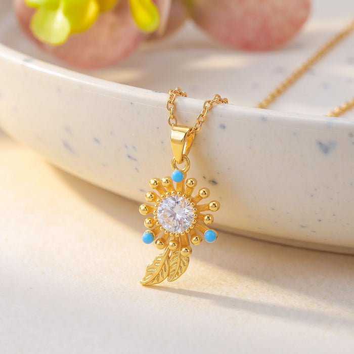 Wholesale Flower Butterfly Pendant Necklace Titanium Steel Gold Plated Jewelry Accessory