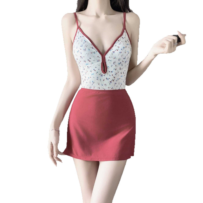 Wholesale New student one-piece swimsuit women's two-piece set triangle slimming and slimming hot spring vacation swimming suit