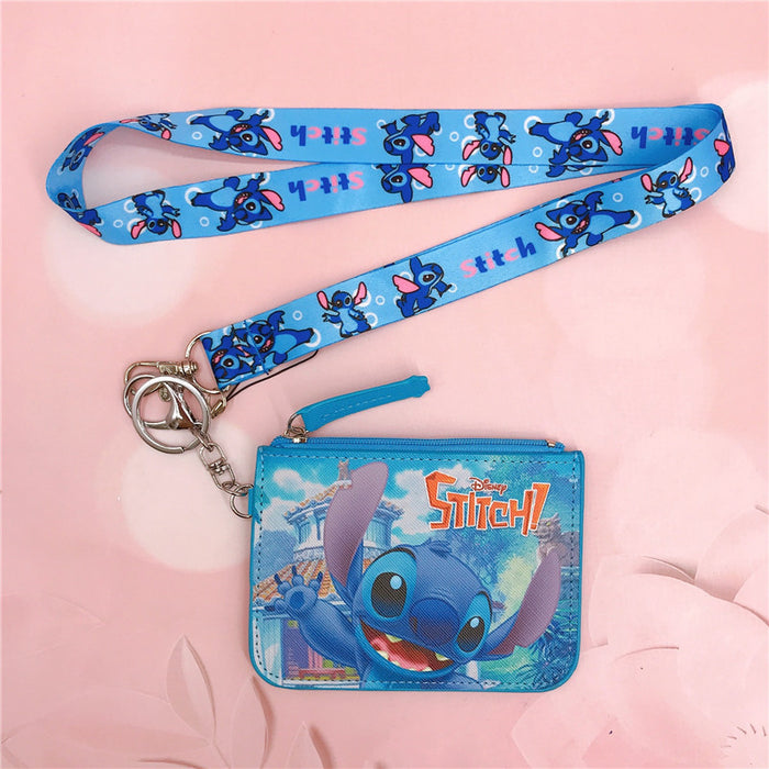 Wholesale PU Cartoon Printing with Key Chain Lanyard Card Holder Coin Purse JDC-WT-YaLL017