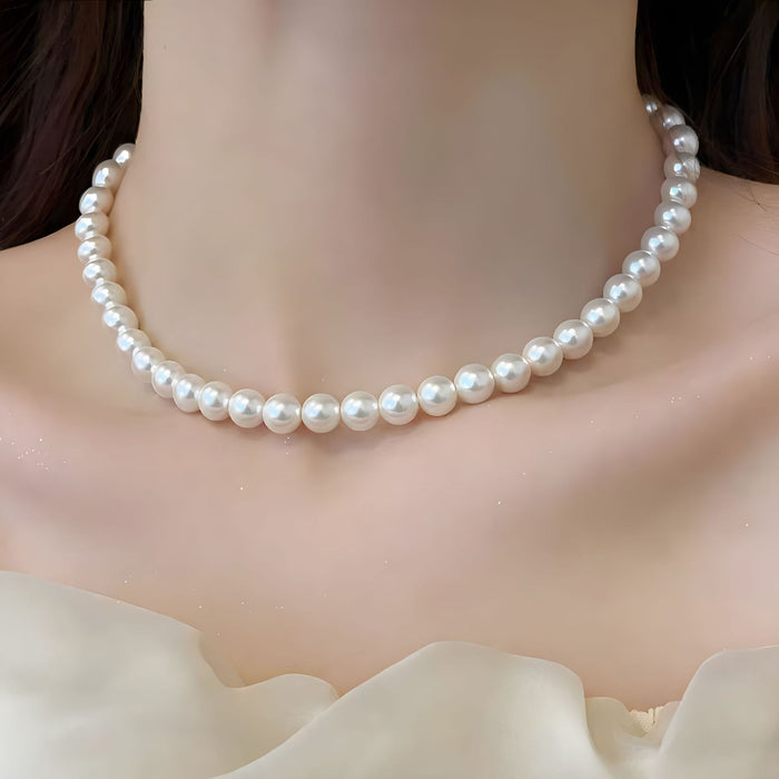 Wholesale Retro pearl necklace for female actress with elegant temperament, small fragrance style, double-layer collarbone chain, versatile long sweater chain