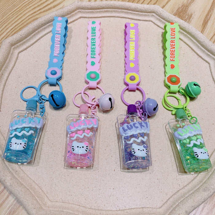 Wholesale Luminous bubble beads keychain cute liquid quicksand pendant school bag accessories small gift keychain