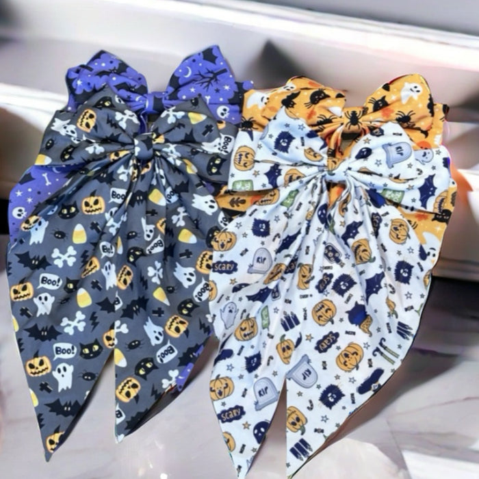 Wholesale  pumpkin ghost print bow spring clip funny ghost pattern hairpin dark style hair accessories