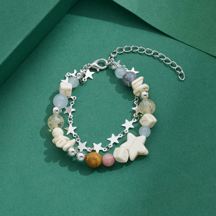 Wholesale Beaded Star Bracelet with Zircon Inlay Alloy Geometric Women' s Jewelry Accessory