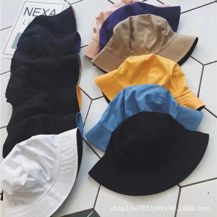 Wholesale Solid color double-sided fisherman hat versatile casual sunshade and sun protection basin hat