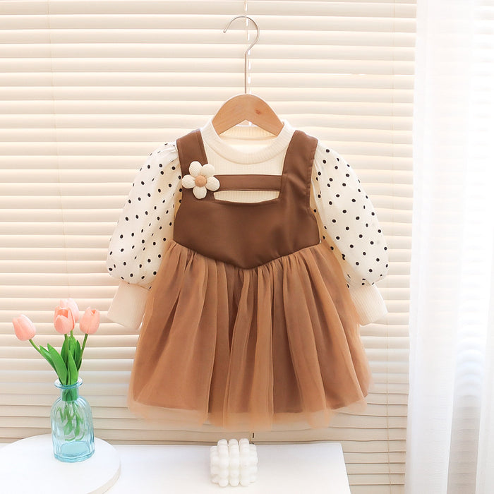 Wholesale Polka Dot Puff Tulle Children's Dress JDC-CTS-MianY015