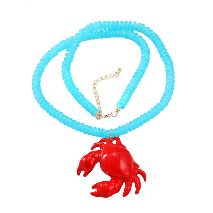 Wholesale Ocean Style Red Crab Pendant Necklace Female Party Accessories