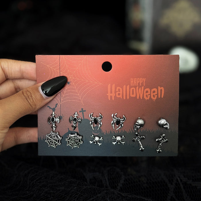 Wholesale Gothic  Skull Bat Earrings For Women Ancient Silver Alloy Punk Jewelry Accessory Party Wear Gift