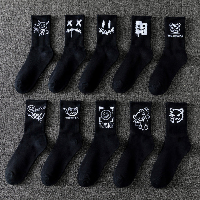 Wholesale men' s deont mid-calf socks black and white cotton socks women' s summer sports basketball socks