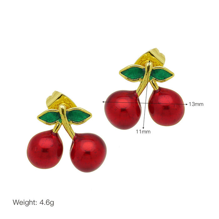 Wholesale Fruit strawberry cherry color drop oil earrings