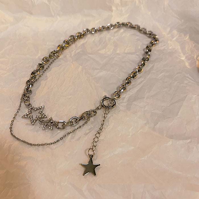 Wholesale Star double-layer necklace short collarbone chain temperament chain necklace