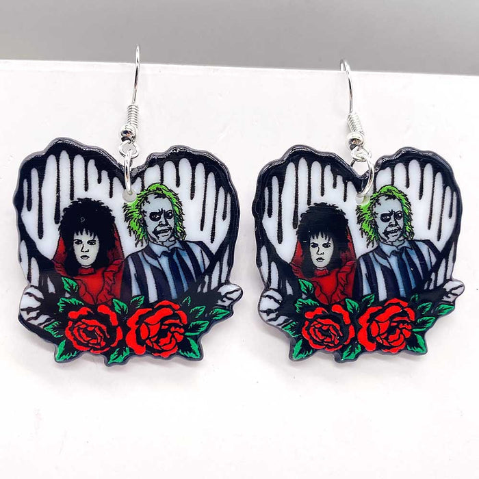Wholesale Acrylic Earrings Ghost Bride Zombie Couple Earrings Valentine' s Day  Earrings Jewelry