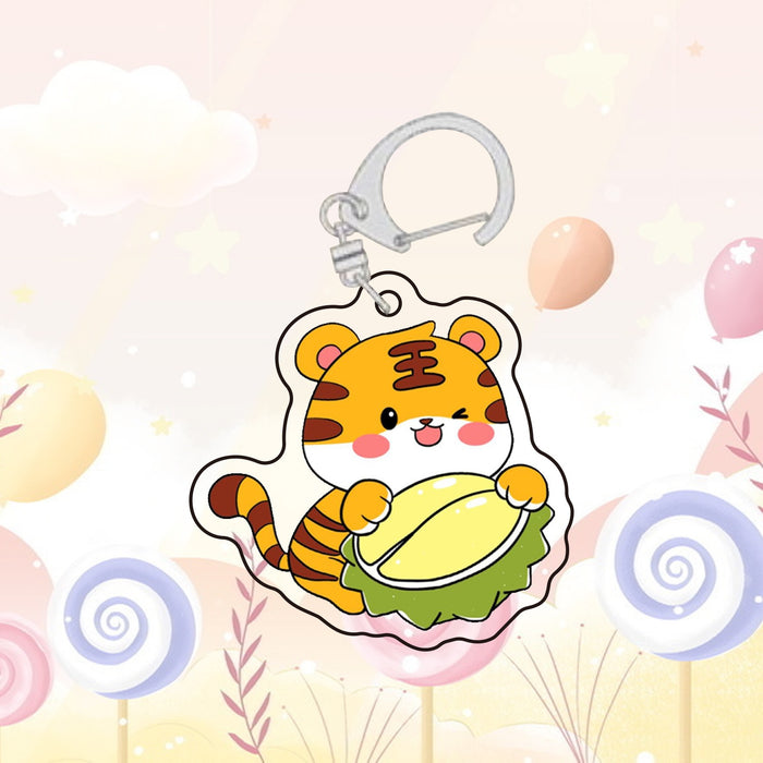 Wholesale Cartoon Cute Zodiac Keychain Acrylic Hanging Fruit Animal Bag Decoration Pendant School Bag Accessories Gift