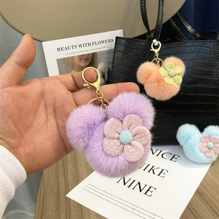 Wholesale Creative Cartoon Head Keychain Cute Plush Bag Pendant Car Key Chain Pendant Accessories Small Gift