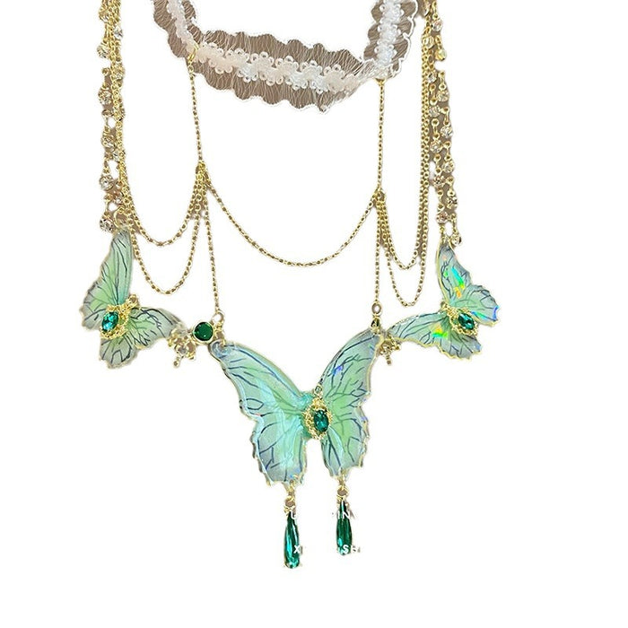 Wholesale Lace butterfly tassel leg chain, niche body chain, personalized accessory