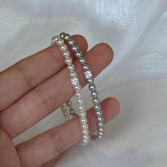 Wholesale pearl simple commuter flash bracelet easy to wear elastic bracelet female