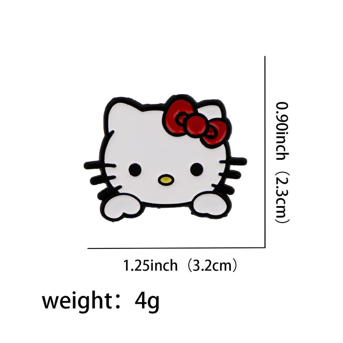 Wholesale Cartoon Red Bow Cat Brooch Badge Clothing Backpack Decorations
