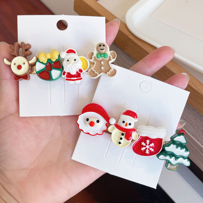 Wholesale Cartoon Christmas Santa Claus Elk Plastic Hairpin JDC-HC-KaLu001