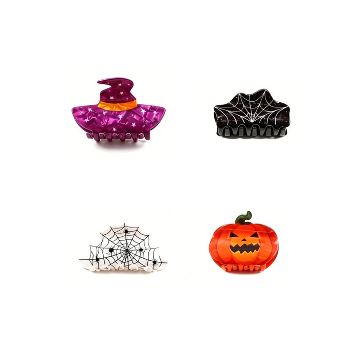 Wholesale Stylish  Shark Claw Hair Clips Ghost Pumpkin Black Cat Print Women Hair Accessory