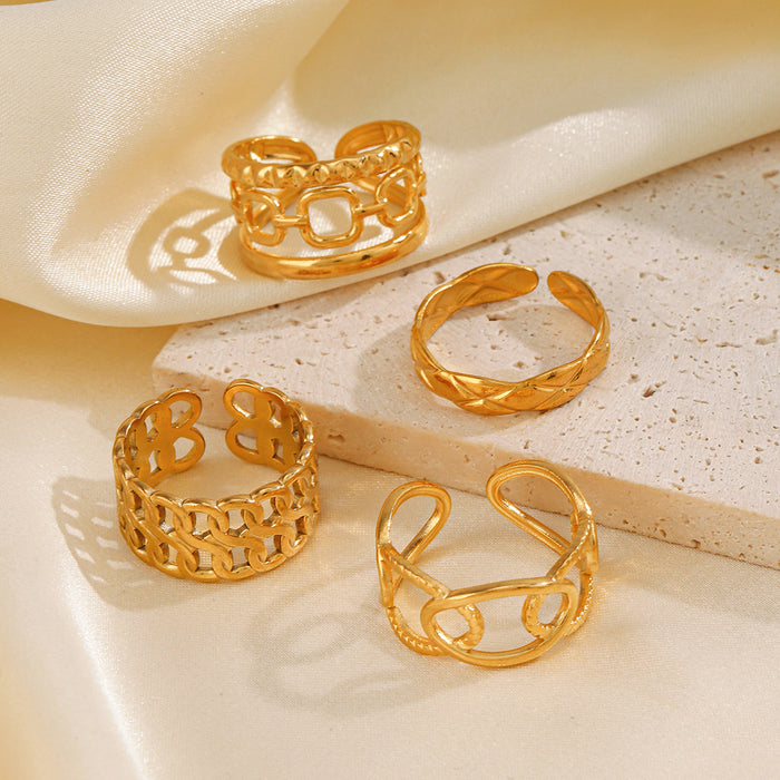 Wholesale ladies Stainless steel Rings Adjustable Gold Plated Rings