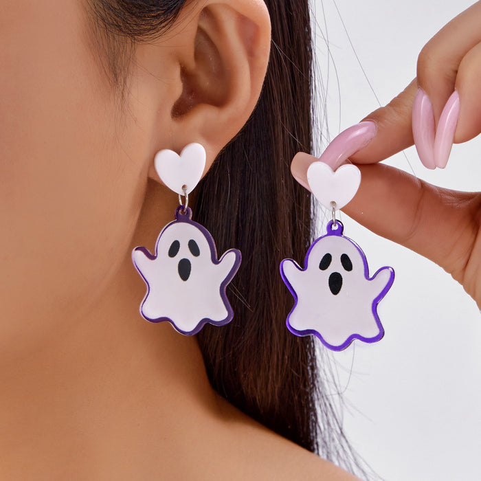 Wholesale Gothic  earrings funny horror atmosphere ghost pumpkin plate ear hook jewelry