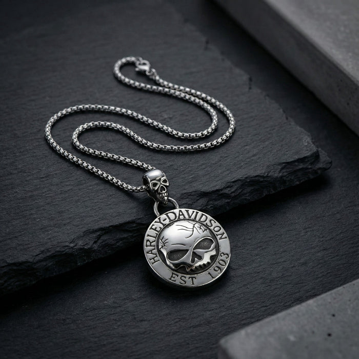 Wholesale Retro Skull Titanium Steel Necklace