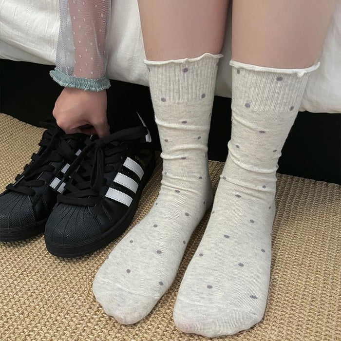 Wholesale New socks, mid tube socks, breathable polka dot lace pile socks, polka dot socks, high tube socks