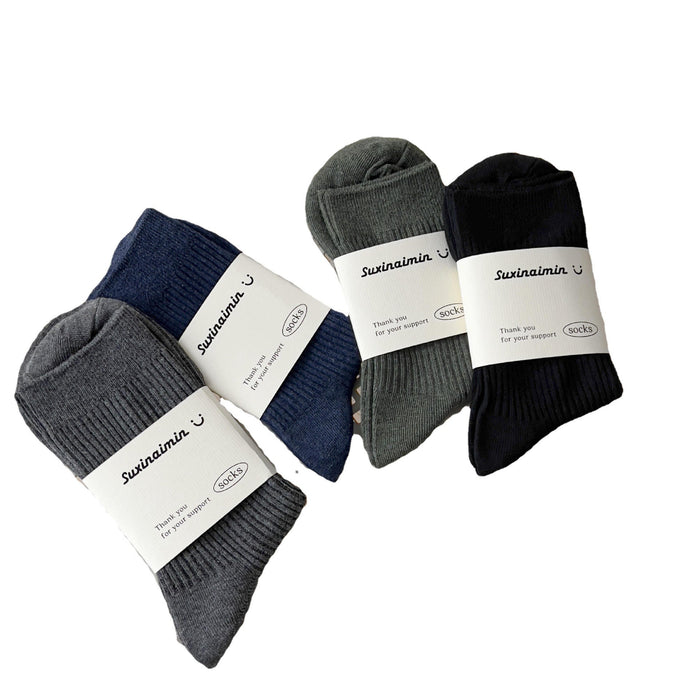 Wholesale Solid color men's socks, fashionable mid tube socks, breathable, sweat absorbing, comfortable cotton socks