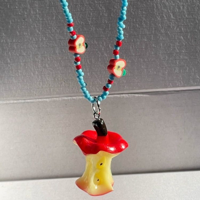 Wholesale Apple Core Beaded Color Necklace Women's New Sweet Cool Spice Girl  Clavicle Chain