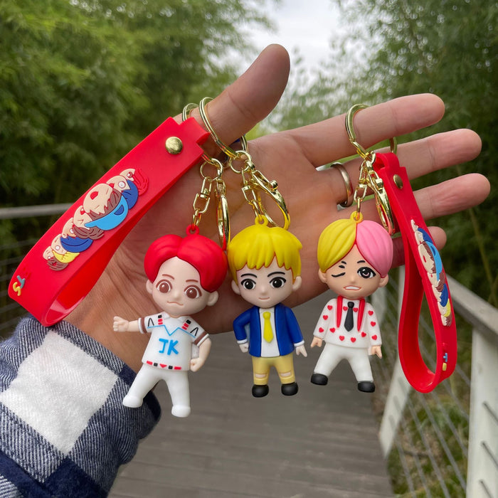 Wholesale Q-version keychain cute bag pendant car keychain ring hanging decoration small gift wholesale