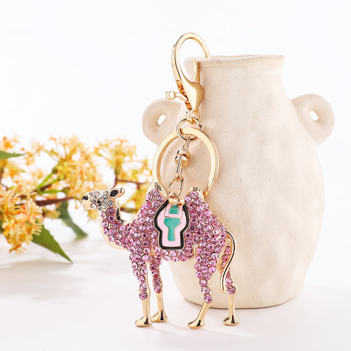 Wholesale diamond camel car key chain animal car key chain metal pendant