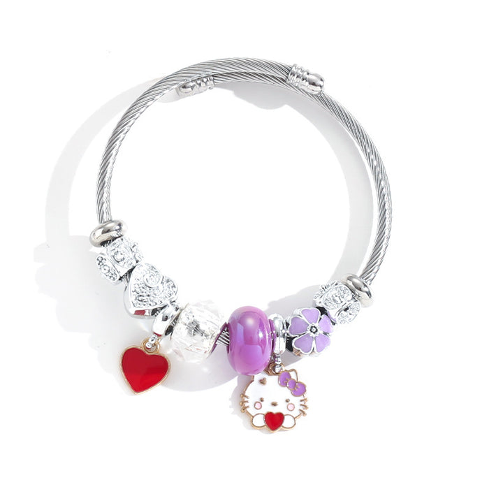 Wholesale Love Pendant Beaded Stainless Steel Bracelet JDC-BT-xiaobo014