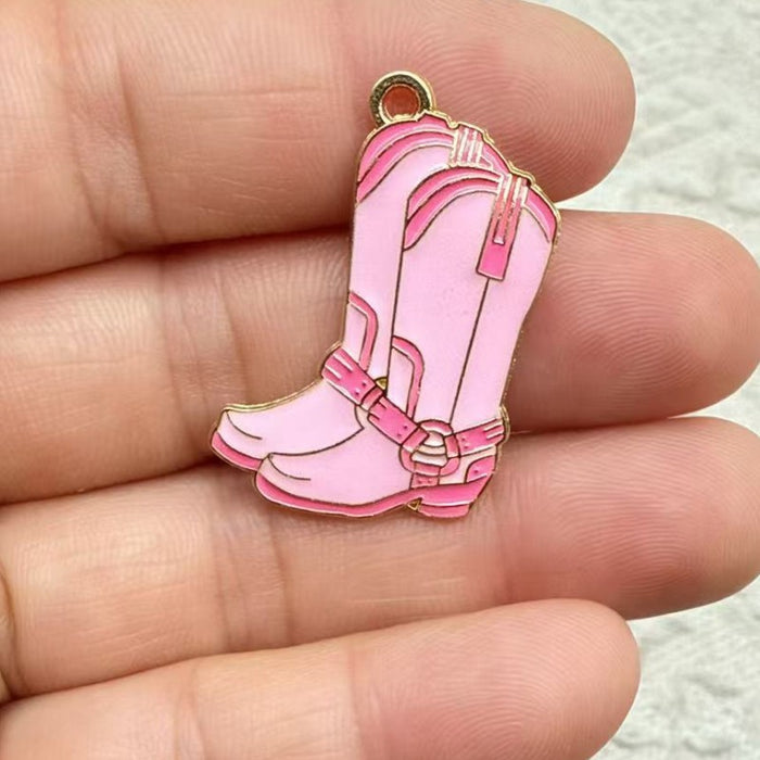 Wholesale 10pcs Western Cowboy Series Metal Drip Oil Hook Earrings,  Boots,  and Hat Earrings