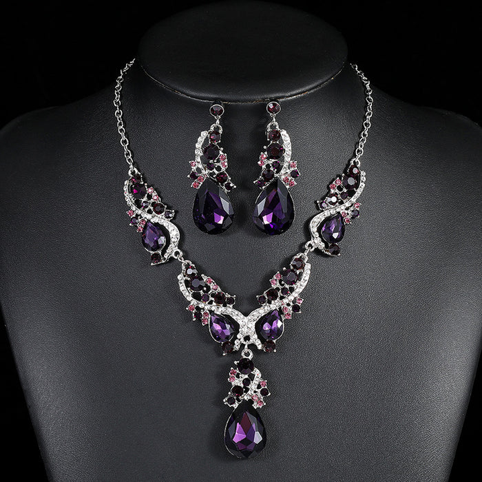Wholesale exaggerated necklace earrings set for alloy plating jewelry dress