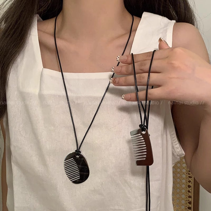 Wholesale silver Comb Pendant Necklace Long Neck Accessories Comb
