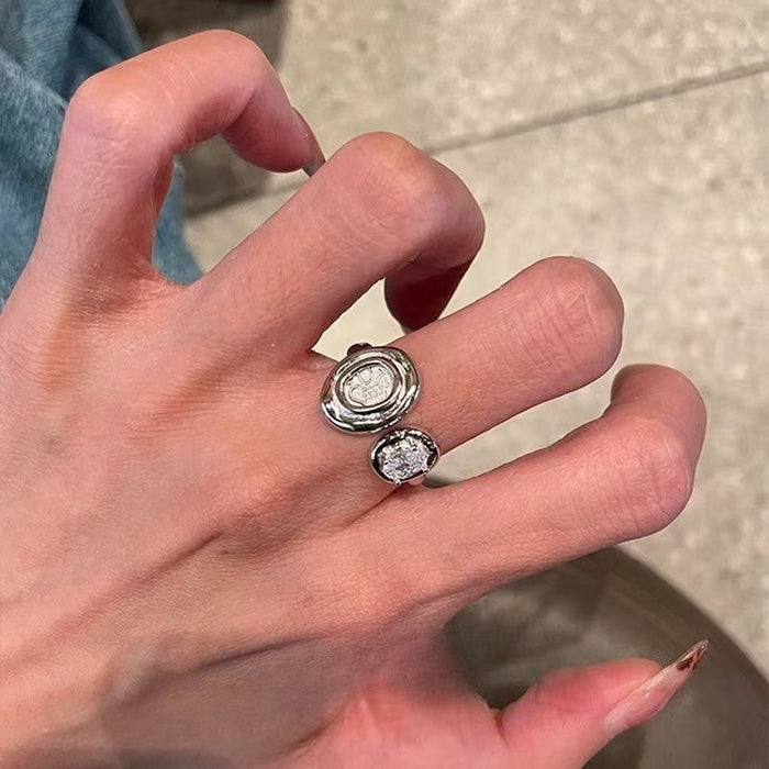 Wholesale Vintage ring, ring opening, light luxury zircon temperament, high-end fashion, niche index finger