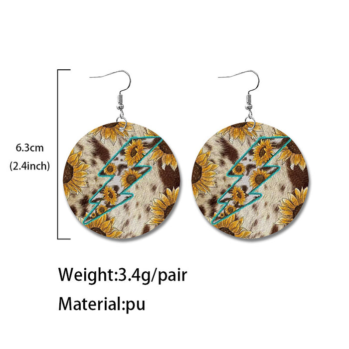 Wholesale Western retro leather earrings water drop Cow brand printing earrings