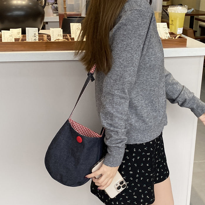 Wholesale Fashionable plaid double-sided back mobile phone crossbody bag, portable large capacity shoulder bag