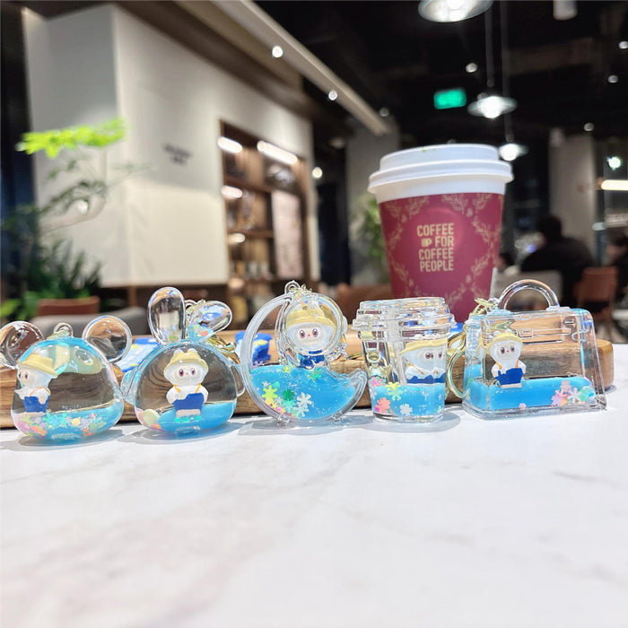 Wholesale Cartoon quicksand in oil blue keychain