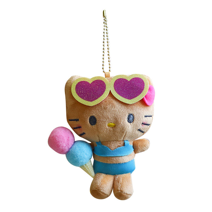 Wholesale Ice Cream Swim Ring cat Pendant Plush Doll Hawaiian Black cat Doll Bag Pendant