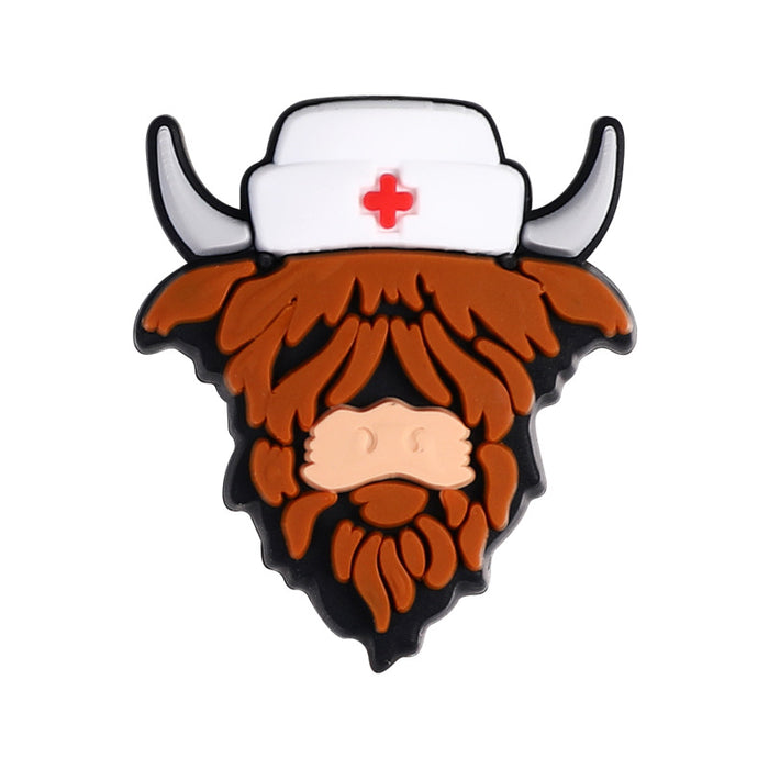 Wholesale 20pcs cartoon highland cow silicone beads children' s food grade animal tooth glue mixed nurse silicone beads