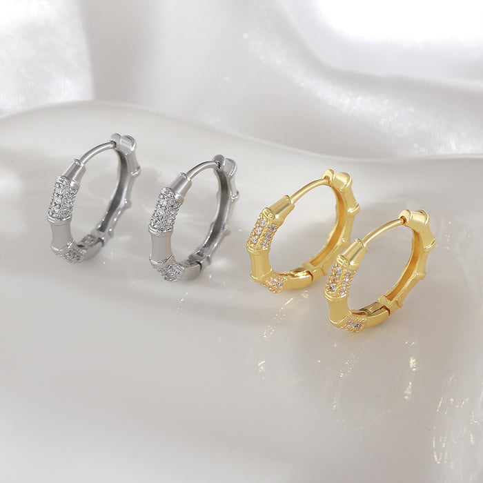 Wholesale New light luxury niche plain ring earrings with diamond studded earrings and versatile temperament earrings