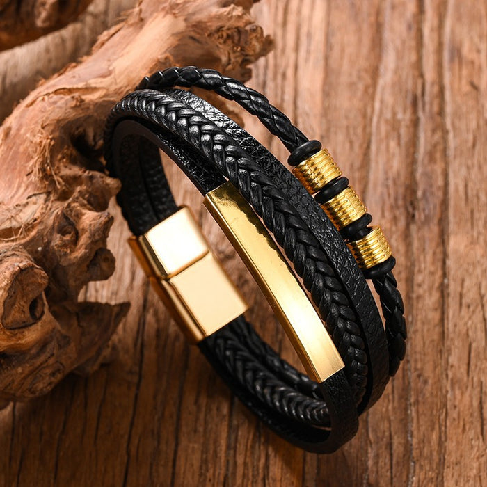 Wholesale Volcanic Stone Multi-layer Leather Men's Bracelet JDC-BT-FengH004