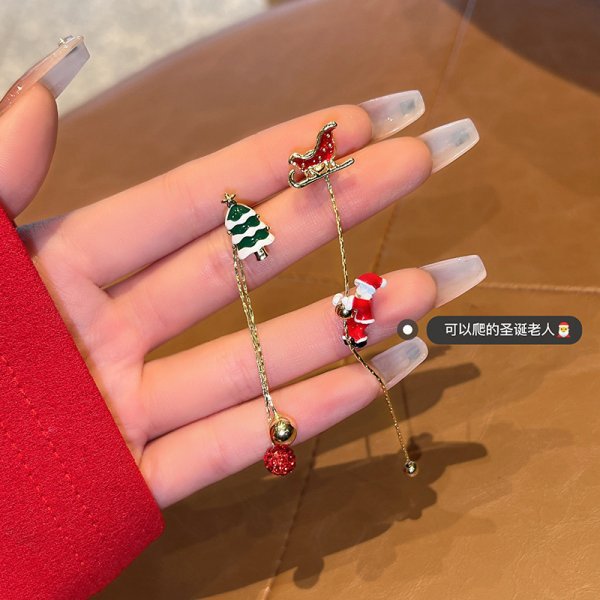 Wholesale Stylish Christmas Tassel Earrings Alloy Elk Design Party Jewelry Gift