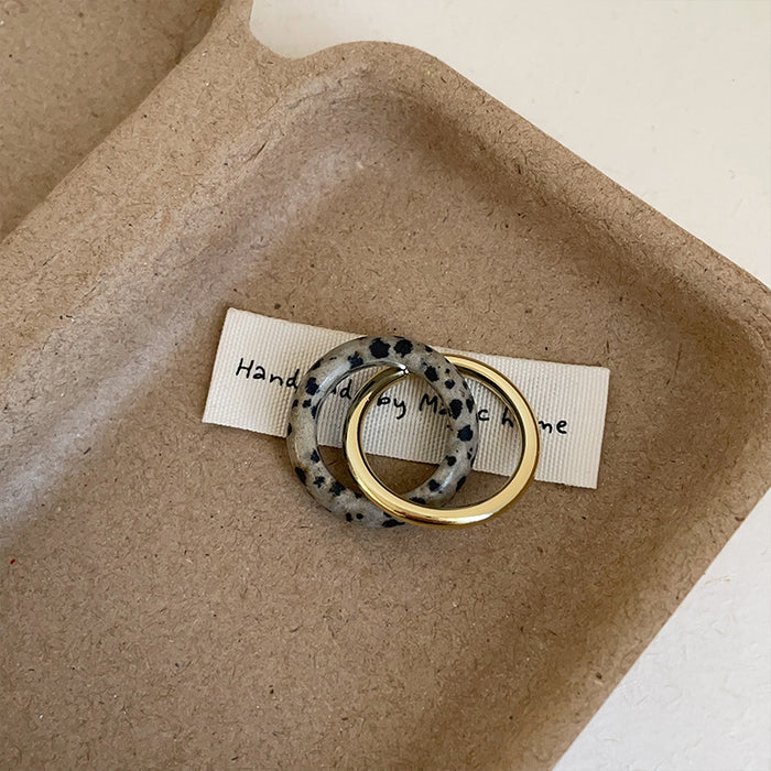 Wholesale Double layered metal ring for women, retro, light luxury, personalized, fashionable, elegant, versatile, ring and ring