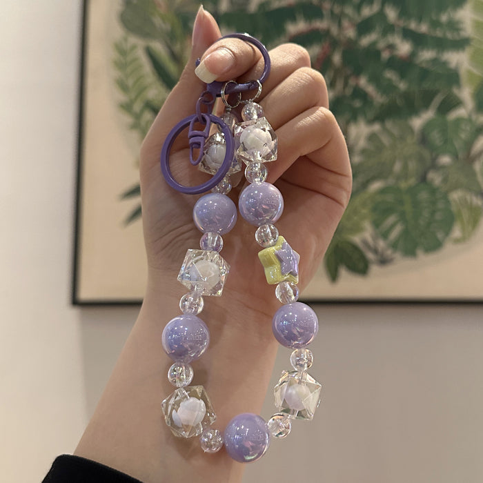 Wholesale Handmade beaded bag pendant, car keychain, five pointed star bow, couple keychain, chain