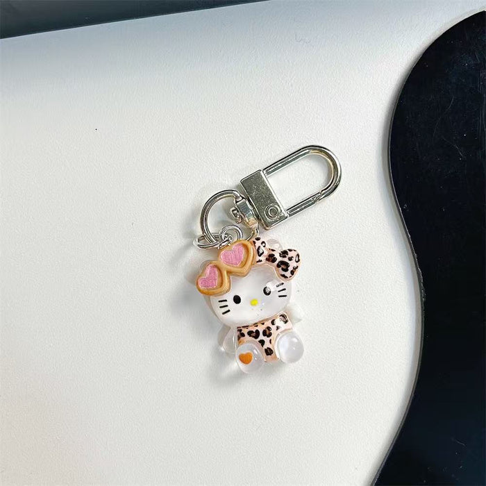 Wholesale Translucent Leopard Print Keychain Silver School Bag Pendant