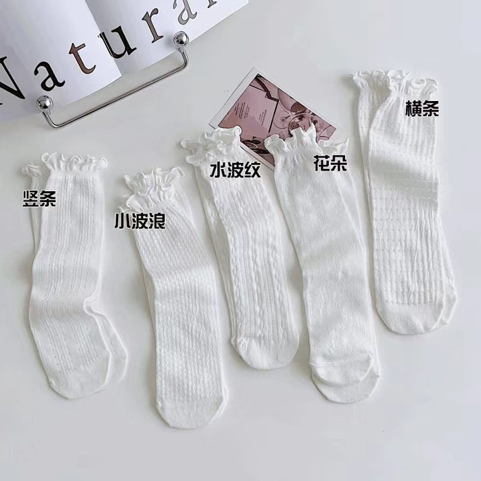 Wholesale Lace hollow socks, mid tube socks, versatile daily lace thin stockings
