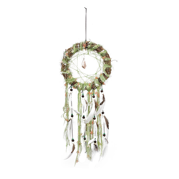 Wholesale Green Feather Dreamcatcher Woven Hanging Decoration MOQ≥2